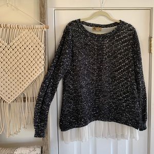 Salt & Pepper Sweater With White Underlay
